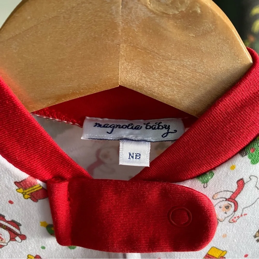 Magnolia Baby Christmas Print Pima Cotton Footie